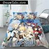 Genshin Impact Bettwäsche-Set Einzelbett Twin Full Queen King Size Bettwäsche-Set für Erwachsene Kinder Schlafzimmer Bettbezug-Sets 3D-Druck Spiel Bettlaken36