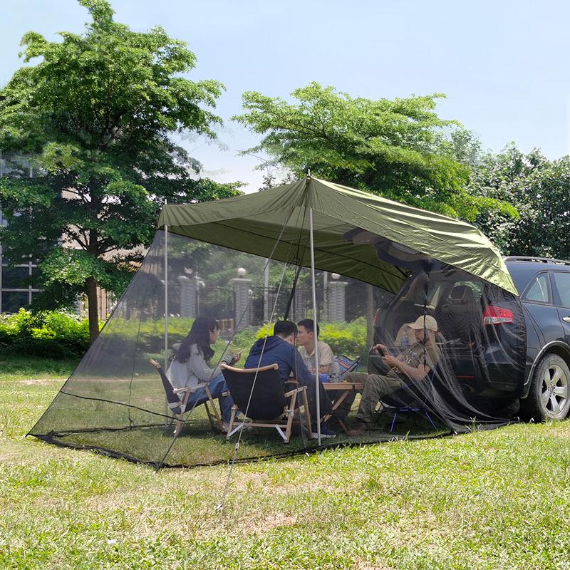 

SUV Car Trunk Sunshade Tent with Mosquito Repellent for Outdoor Camping 1-6 People