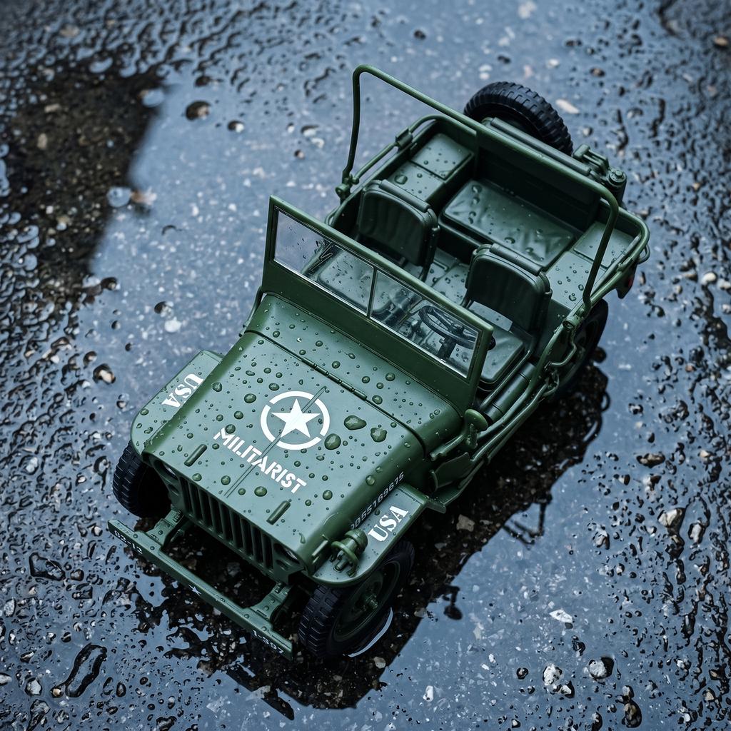 1:18 Willys MB Esercito USA Seconda Guerra Mondiale Jeep Militare 4WD Veicolo di Comando Militare Fuoristrada Modello da Collezione in Lega pressofusa Auto alla Moda per la Casa