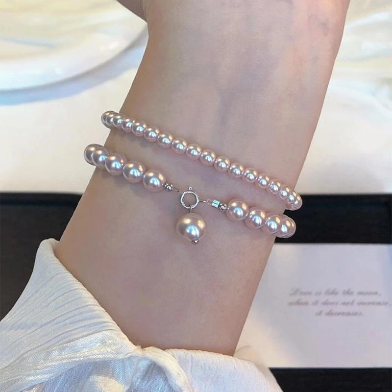 Exquisite Women's S925 Sterling Silver Manta Rose Pearl Bracelet - High-End Minimalist Design