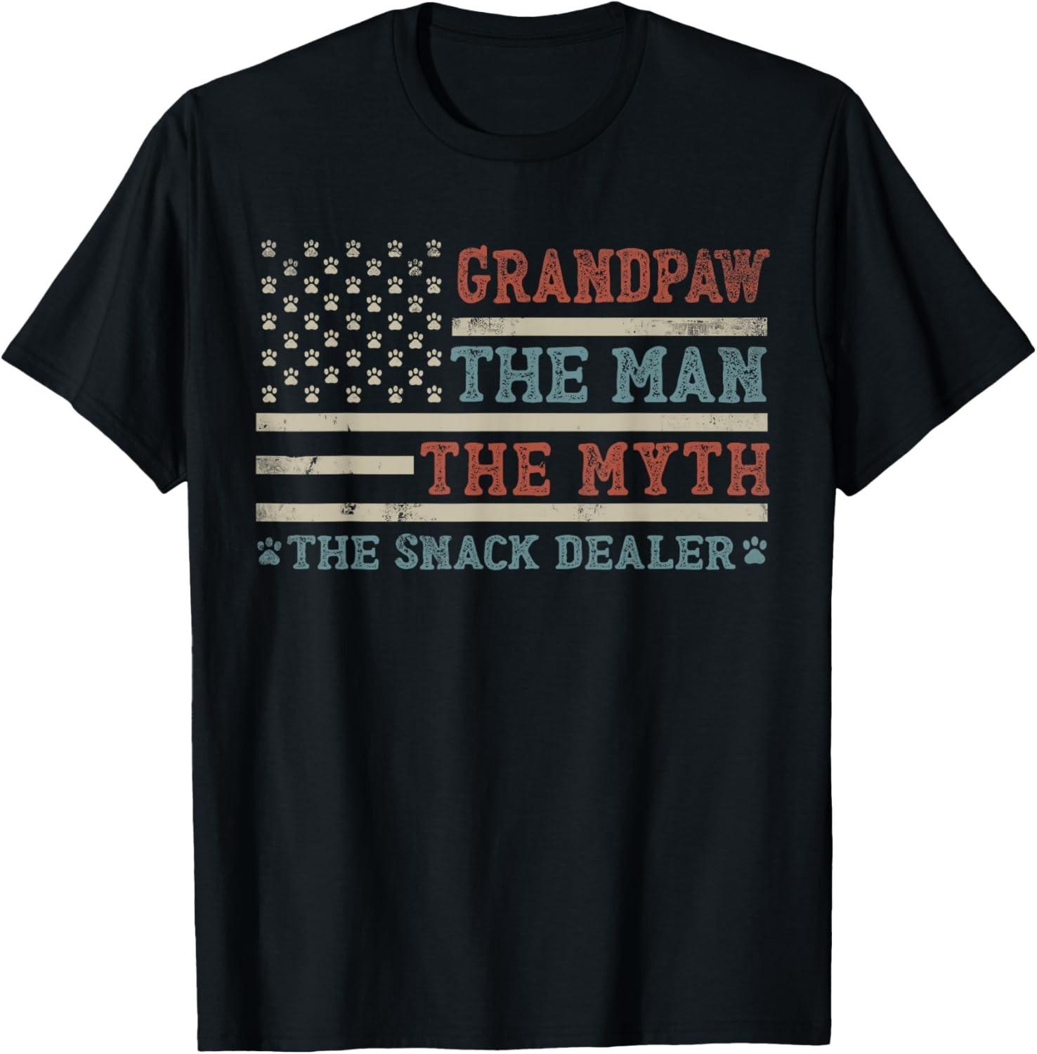Grandpaw The Myth The Snack Dealer Fathers Day Dog Grandpa Gift Unisex T-Shirt S