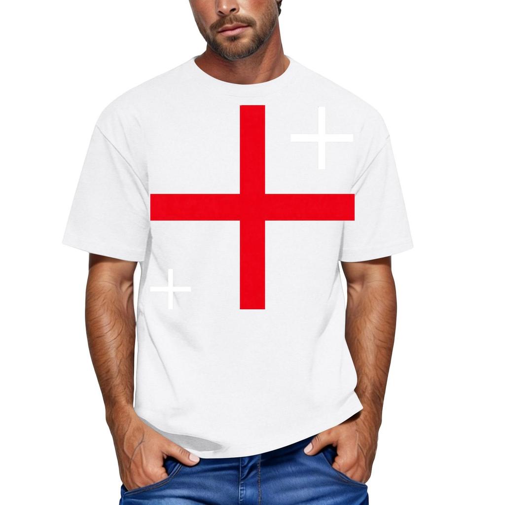 Men's Casual Short Sleeve Crew Neck T Shirt with England Inspired Graphic Print Comfortable Fit Lightweight Fabric Suitable for Everyday Wear