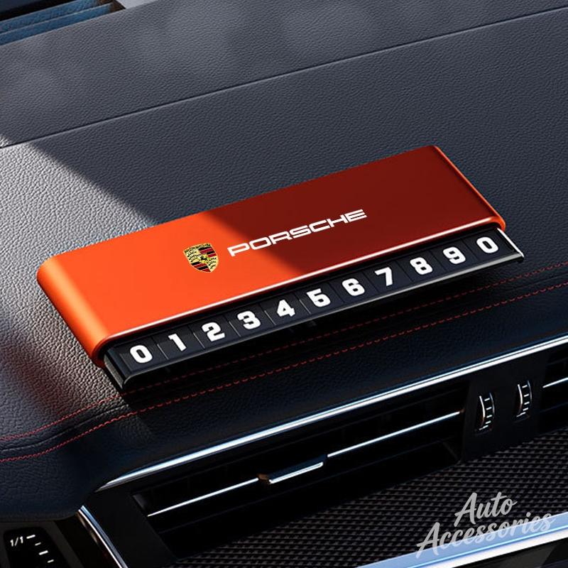AFUHD1 Car Temporary Parking Number Plate Aluminium Alloy Slide Adjustable Sticker For Porsche Boxster Cayman Taycan 911 Macan Panamera