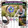 Solar Powered Moon and Pinwheel Garden Stake Light with Metal Construction and Decorative Cutout Design for Outdoor Yard Pathway Lawn Landscape
