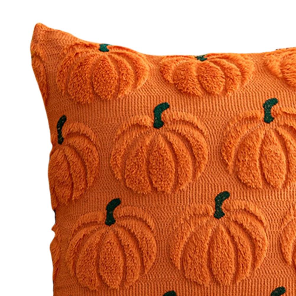 Pumpkin Fall Throw Pillow Covers Embroidery Fluffy Plush Accent Pillow Cases Plush Pillow Case Halloween Farmhouse Home Decor