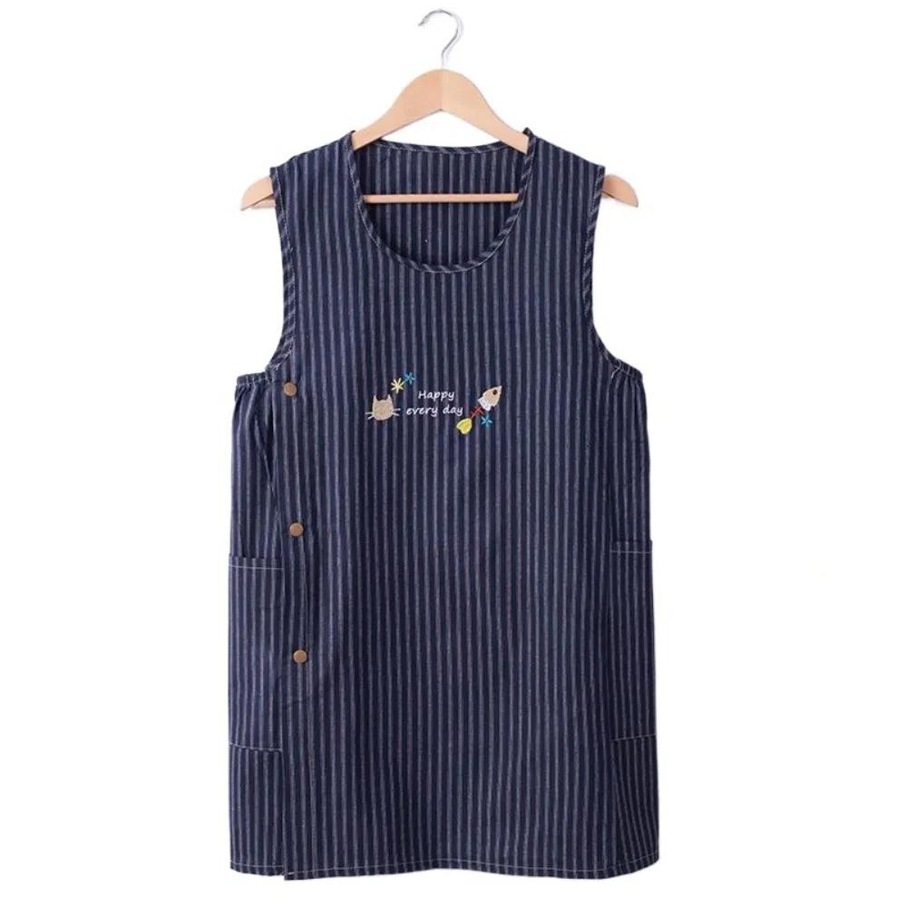 Oil-Proof Kitchen Aprons Breathable Vest apron Work Clothes Striped Sleeveless Aprons  Women's