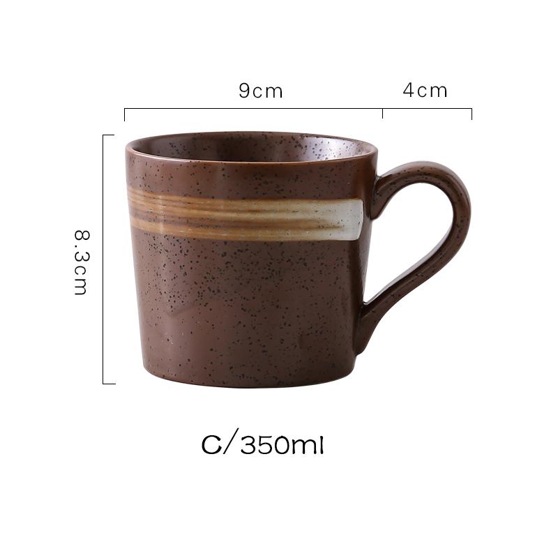 Kubek ceramiczny 350 ml Kubek do kawy Wzór w paski Naczynie do picia Gospodarstwo domowe Retro Kubek do wody z uchwytem Można używać w mikrofalówce
