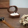 Wooden Ring Box with Small Wood Holder Case Rustic Double Ring 2 Slots Jewelry Gift Storage