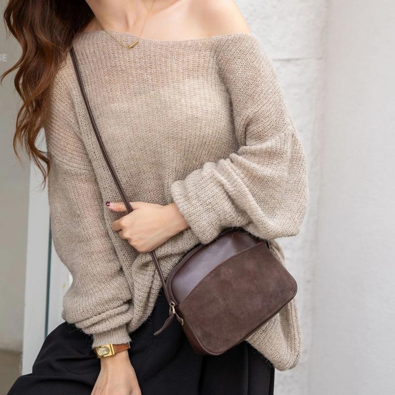 Winter New Women's Fashi Lightweight Matte Cowhide Leather Crossbody Mini Bag - Travel Compani Cold Weather Shoulder Purse