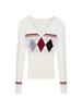 Women's Slim Fit Red Knit Base Layer Top, Korean Style, New Year Edition, Ideal for Spring & Autumn.