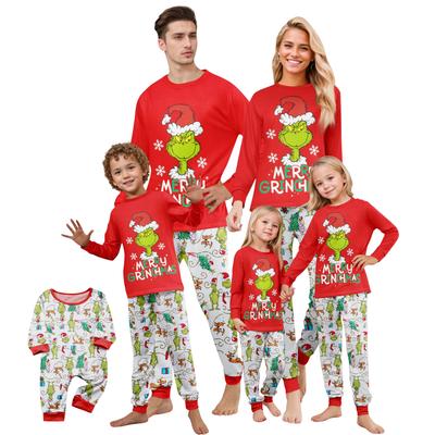 Print Cute Family Set Pajamas, Home Clothes, Family Set Long Sleeve Top Pants Set