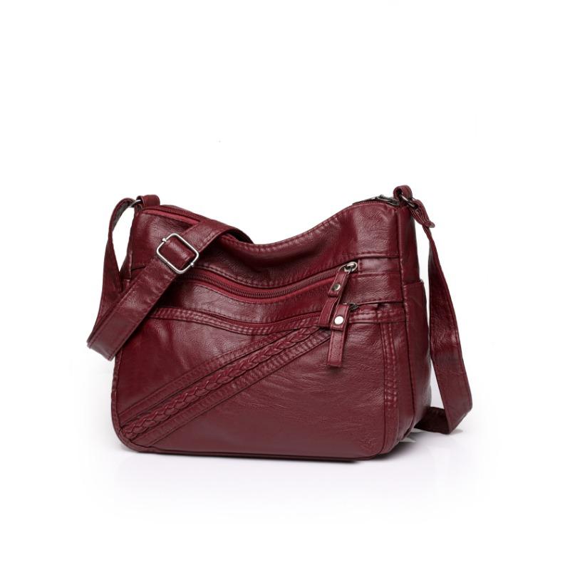 Single Shoulder Mother Bag New Simple Washed Leather Soft Leather Medium Women's Bag Messenger Bag Large Capacity Women's Bag