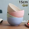 4Pcs Wheat Straw Bowl Set Unbreakable Plastic Bowls Fruit Salad Bowl Microwave Dishwasher Safe Home Kitchen Daily Use