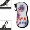 2D-Colorful Fractal Floral Print Eyewear Organizer, Sunglasses Case, Protective Zipper Eyeglasses Holder, Stylish Fashion Travel Accessories for Women