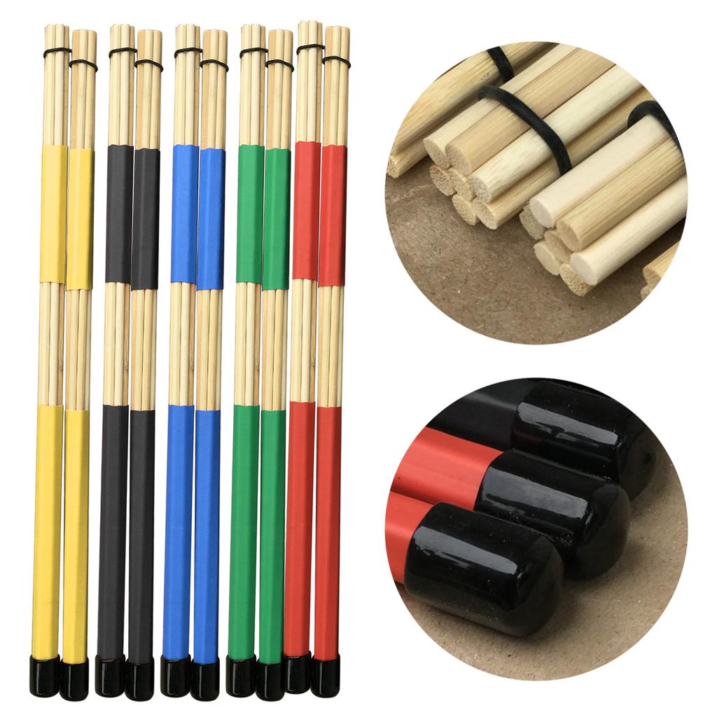 1 Pair Bamboo Drumsticks Brushes Rods Drum Brush Multi-Rod Bundle Sticks for Folk Music Percussion Accessories
