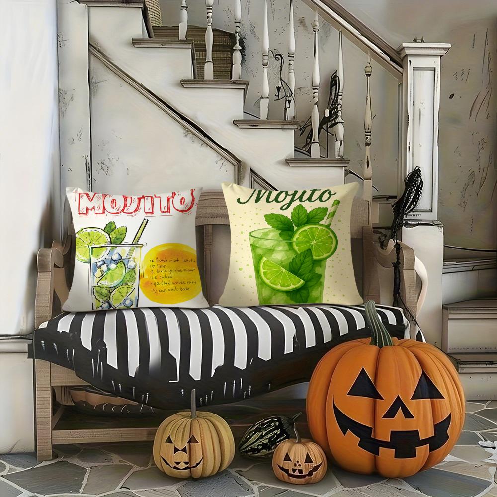 Natural M-Mojito Bar Beach Match Pillow Case Printing Pillowcase Living Room Sofa Cushion Cover Bedroom Room Decor