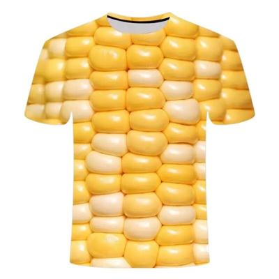 Fashion Casual Oversized Fun Corn Graphic T Shirts For Men Summer Trend Leisure Personality Harajuku Printed Round Neck Tees Top