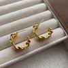 Gold Irregular Twist Earrings Pleated Glossy Polished Earrings Personalized Unique Earrings
