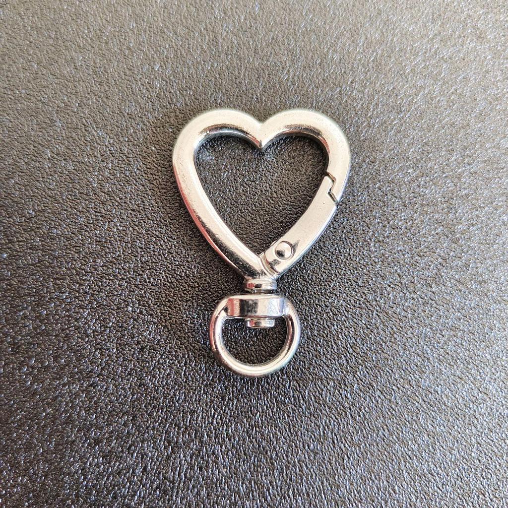 Silver Zinc Alloy Lobster Clasp Keychain with Heart Pendant