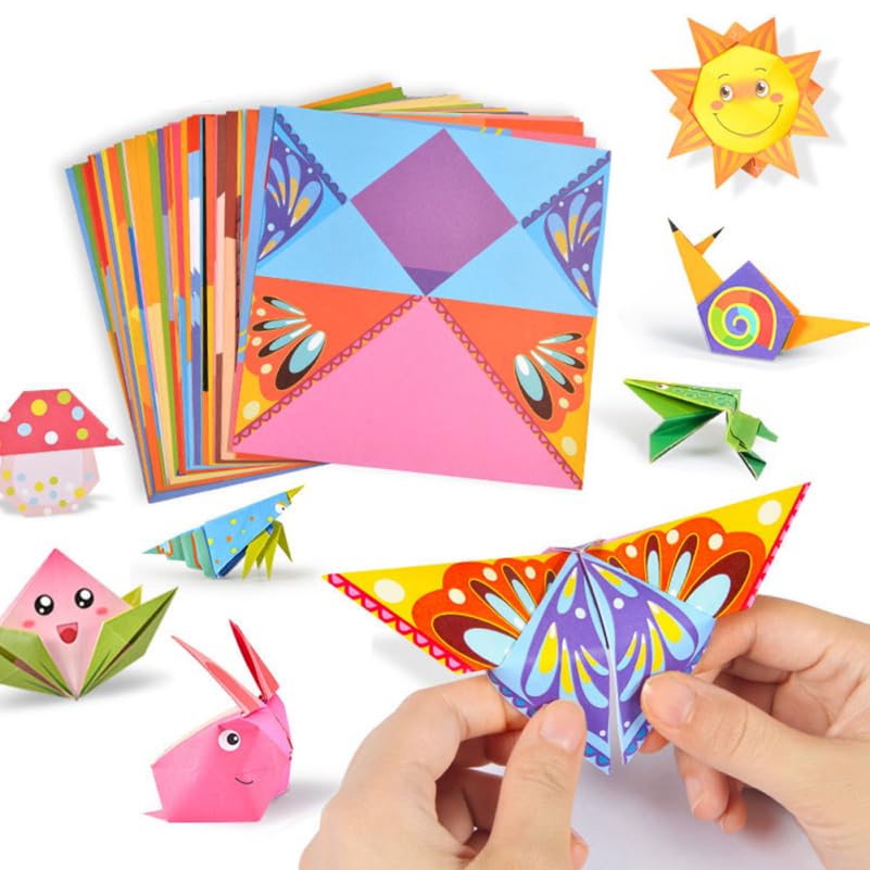 STOBOK Origami 2 Colorful Handmade Origami Inch for Animals and DIY Craft Supplies Paper, Sets, Paper, 5.51 Square, Lifestyle, Kids'