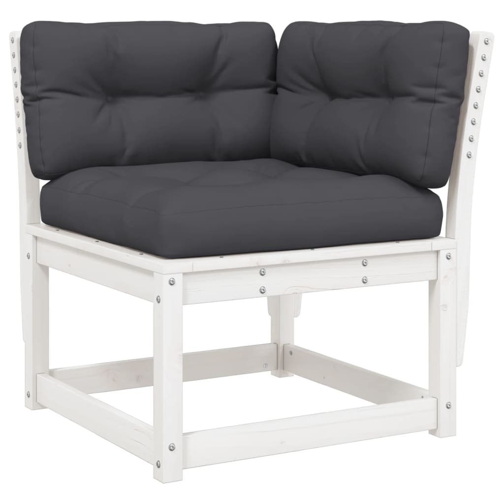 Vidaxl Garden Corner Seat With Cushions, White, 73X73X78 Cm