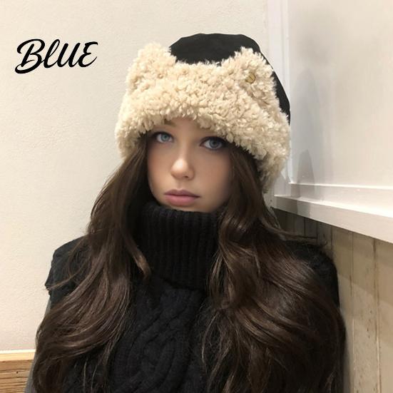 Cold Weather Hat Cat Ear Sherpa Fleece for Women Windproof Winter Protection Women Plush Hat Thick Warm Fuzzy Skull Cap Outdoor Cycling