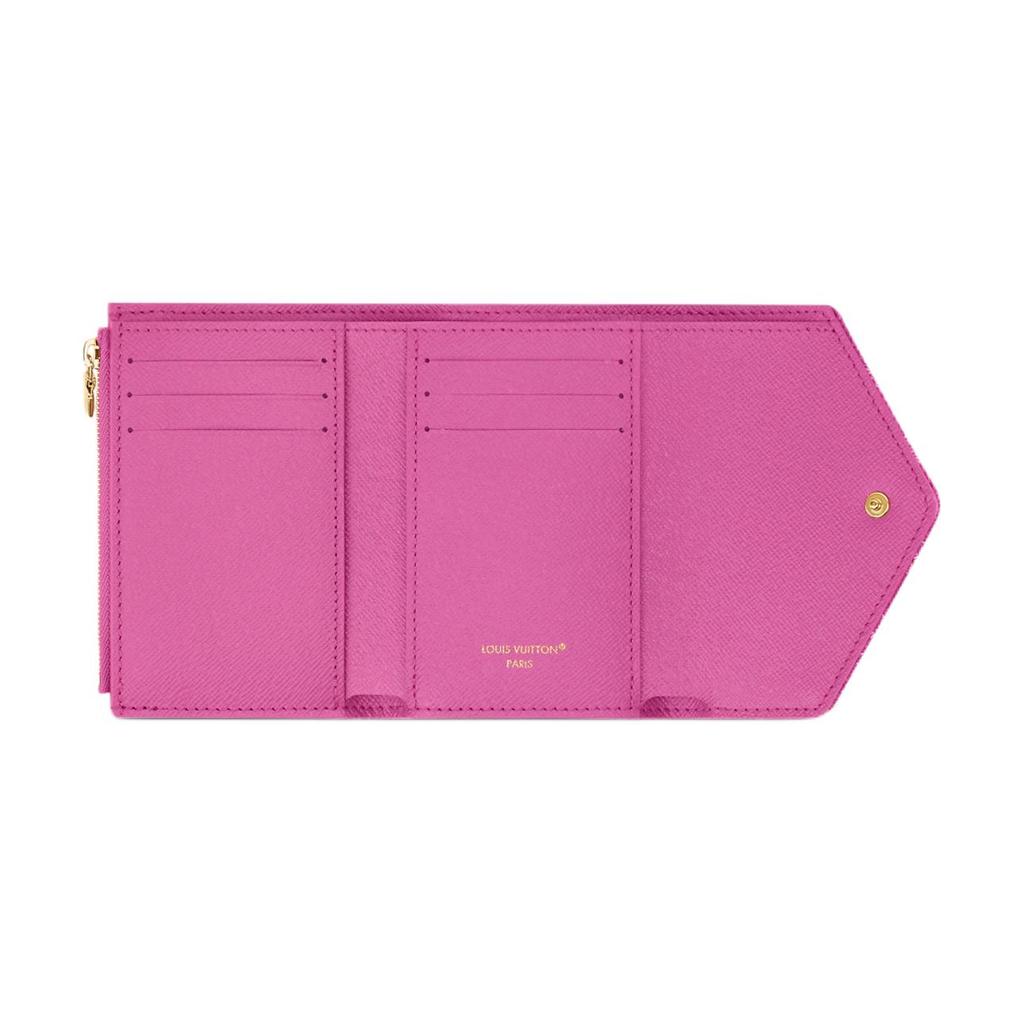 Louis Vuitton Victorine Denim Monogram Wallet Women Wallet Gold Purple M27707