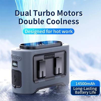5 Speed Portable Waist Fan Strong Wind Power Body Cooling Shirt Fan Wearable Belt Clip On Fans 14500mAh Battery Neck Fans Outdoor Work Camping Travel