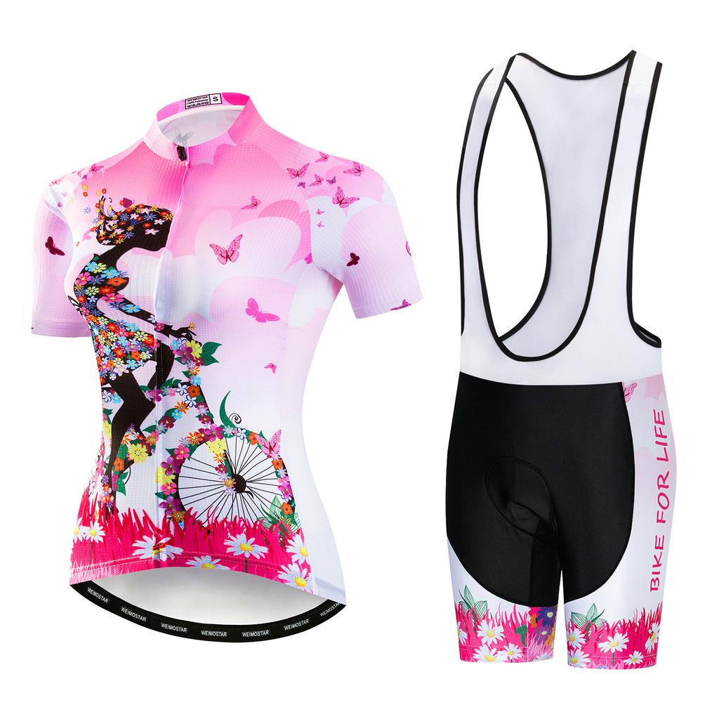Weimostar Pro Team Abbigliamento da Ciclismo Set Maglia da Ciclismo da Donna Traspirante Abbigliamento per Mountain Bike Uniforme Estiva per Bici Ropa