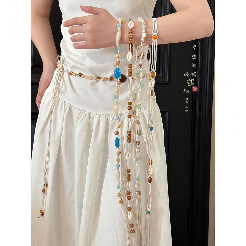 Women's Ethnic Cashew Flower Silk Scarf Belt - Retro Decorative Waist Chain Accessory