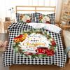 Navidad Plaid Merry Christmas Tree Duvet Cover Twin King Festival Santa Deer Bedding Set Polyester Quilt For Adults Home Decor