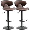 Adjustable Swivel Bar Stools Set Of 2 Barstools With Footrest And Backrest Steel Frame Gas Lift For Kitchen Counter