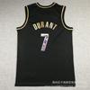 Camisa de Basquete Bordada Brooklyn Nets 7 Kevin Durant Masculina Feminina Roupa Esportiva Respirável Fibra de Carvão de Bambu