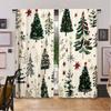 Set Of 2 Flat Printing High Quality Christmas Curtains Cartoon Tree Digital Printed Polyester Drapes Non Fading Festive Curtain Made