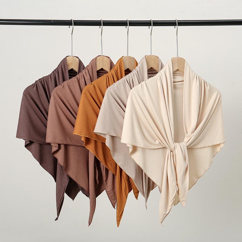 Neuer dreieckiger Jersey-Hijab-Schal für Damen Muslimische Schals Kopftuch Wickeltücher Einfarbige Schals Kopfbedeckung Islamischer Turban Stirnband
