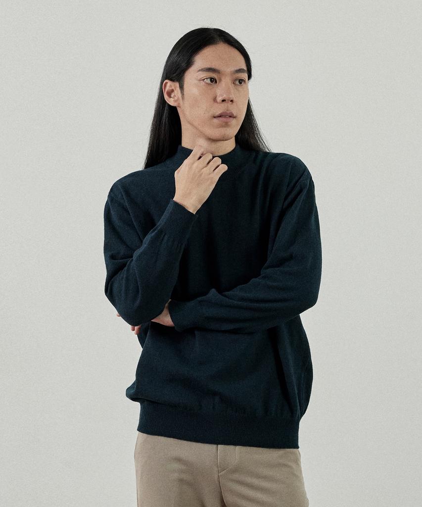 Analog Mood-Like Semi-Half Turtleneck Knit (Green)