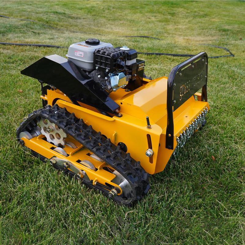 Remote Control Crawler Lawn Mower: Four-Stroke Gas Engine for Mountain Orchards
