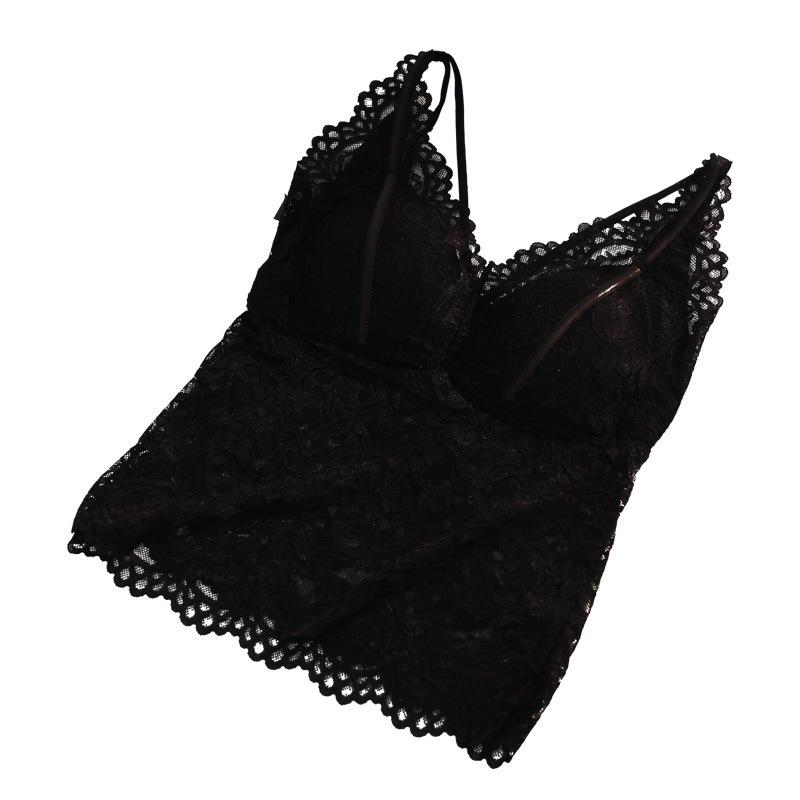 Lace beauty back bra fixed one-piece latex chest pad gathered inside soft breathable suspender underwear women