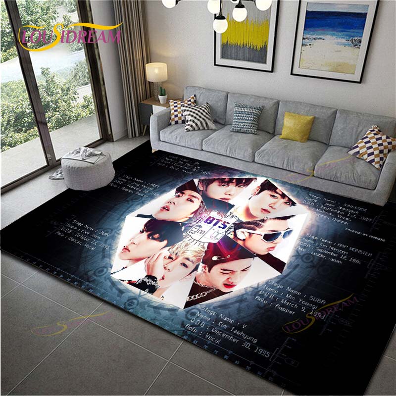 Kpop Bangtan Boys Carpet for Living Room Soft BTS Floor Mat Rugs for ...