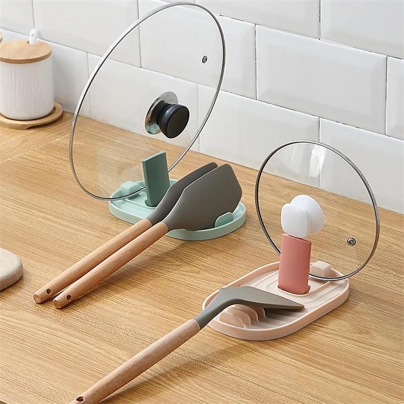 Multi Functional Pot Lid Storage Rack Household Foldable Spatula Pad Holders Storage Racks Compact High-quality Kitchen Tools