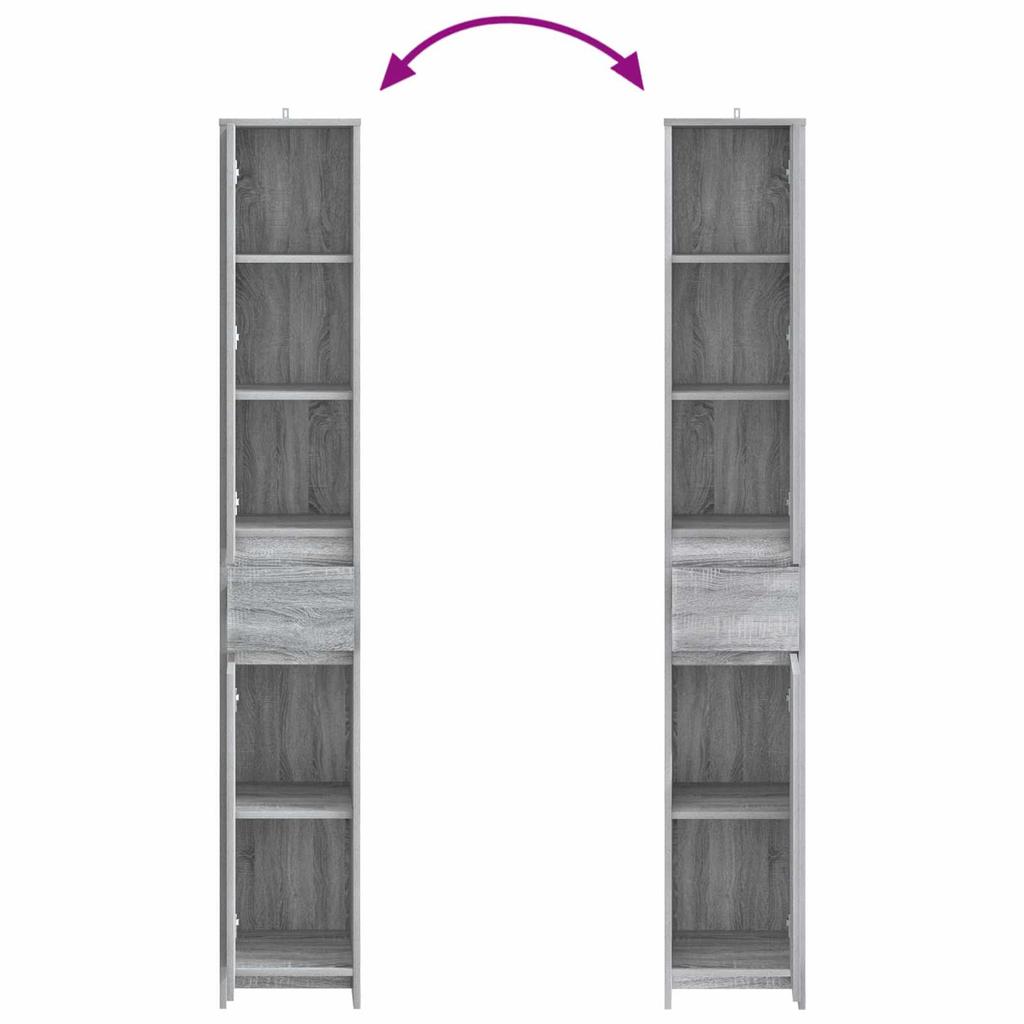 Bathroom Cabinet Gray Sonoma 30 x 33 x 190 cm Particleboard
