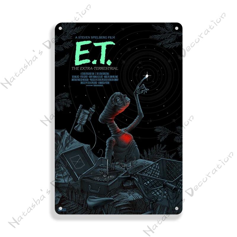 E.T. the Extra-Terrestrial Movie Metal Poster Vintage Wall Plate Bar Club Industrial Decor Metal Tin Sign Vintage Metal Plaque
