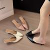 Fashion Spring New Luxury Brand Women Slipper Pointed Toe Slip On Ladies Mules Thin Low Heel Outdoor Dress Sandal Shoes Zapatos Mujer