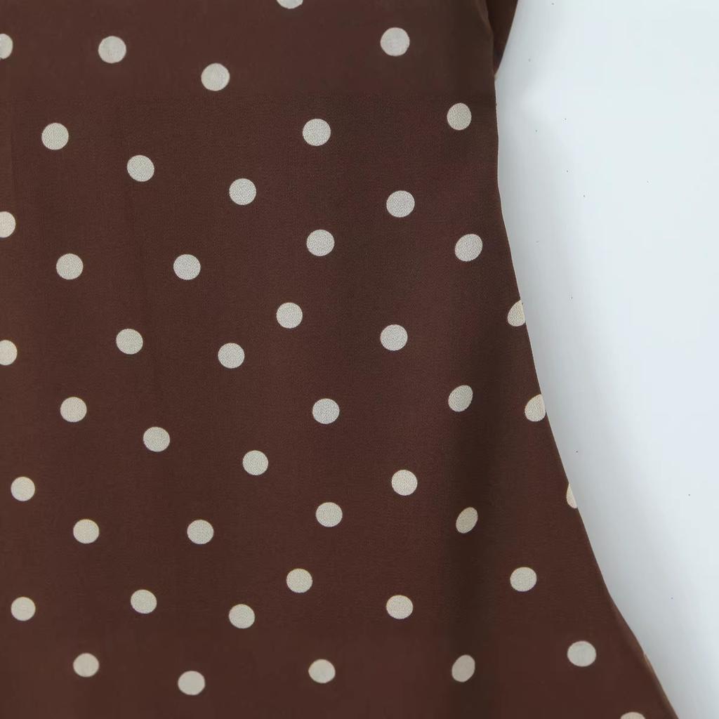Popular spring new European and American temperament sexy polka dot V-neck lace suspender backless dress