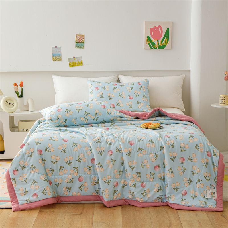 Plapumă elegantă de vară cu model floral, 100% bumbac, respirabilă, cu aer condiționat, pentru camping și călătorii, subțire