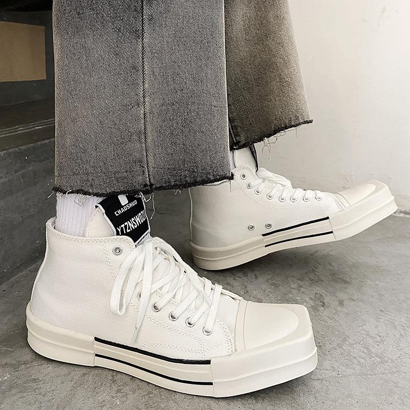 Взуття: Нові кеди на платформі з відкритою носовою частиною, високі, полотняні, повсякденні, в стилі ins