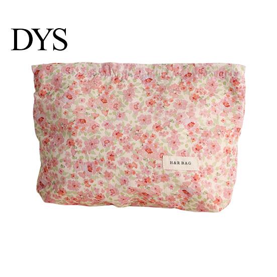 Compact Travel Case Floral Cotton Makeup Bag, Large Capacity Toiletry Bag with Multi Portable Beauty Storage Compartments, Cute Skincare Cosmetic