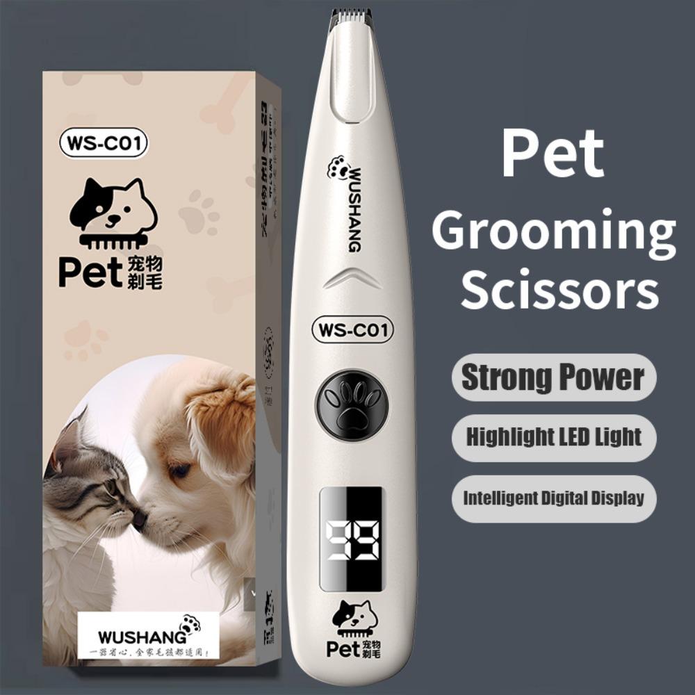 

Cordless Pet Dog Electric Groomer Trimmer Low Noise with LED Light Pet Foot Hair Trimmer Portable USB Rechargeable белый