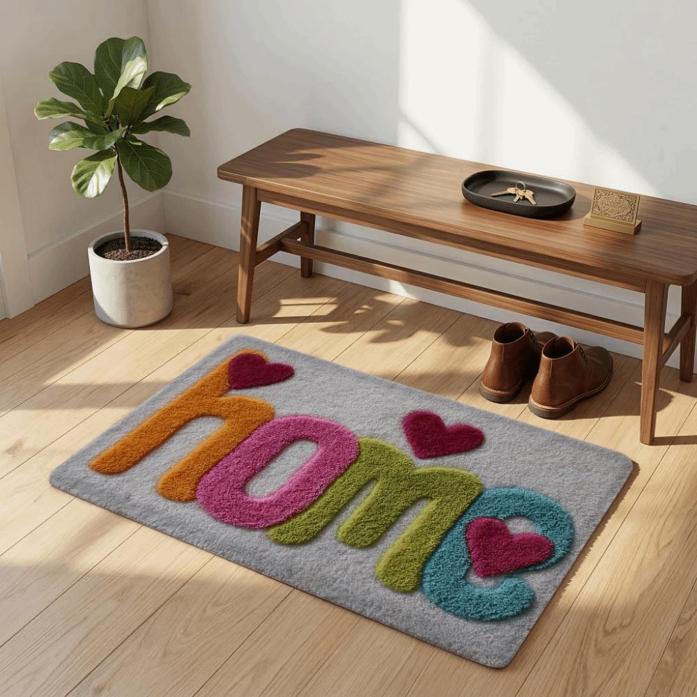 Flower Bathroom Mat Love Heart Door Mat Stain-resistant Letter Absorbent Mat  Kitchen