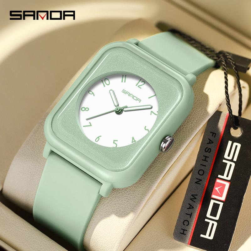 Sanda Youth Quartz Electronic Square Wristwatch - Versatile and Fresh Design